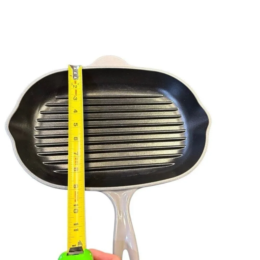 Le Creuset #32 Gray Cast Iron Enamel Grill Skillet Oval Pan Griddle